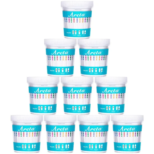 Vista 9 de Areta Taza de prueba de múltiples drogas: (5 unidades) en casa kit de prueba de drogas, prueba de 14 medicamentos AMP, BAR, BUP, BZO, COC, MDMA