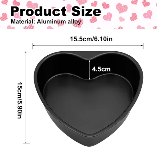 Vista 2 de Saihisday Molde de aluminio con forma de corazón de 6 pulgadas, molde para hornear de aluminio, para cocina, bodas, fiestas, ocasiones familiares