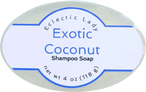 Eclectic Lady - Barra de jabón de champú de coco exótico con aceite de argán puro, proteína de seda, proteína de miel y extractos de flor de