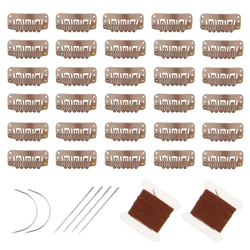Vista 15 de 20 pinzas de pelo de acero inoxidable con 9 dientes, pinzas para extensiones de cabello, accesorios para pelucas, clips de bricolaje para pelucas