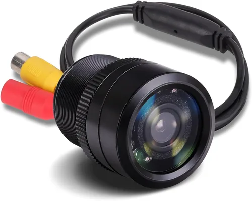 Pyle Flush Mount Rearview Mirror Cam, Marine Grade Waterproof HD Rear Car Camera with Night Vision, IR LED Lights, Built-in Distance Scale Lines,