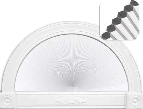 Vista 9 de LUCKUP Persiana de ventana opaca de medio círculo plisada (radio: 24 pulgadas), cortinas redondas de media luna, sin cordón, cortinas celulares