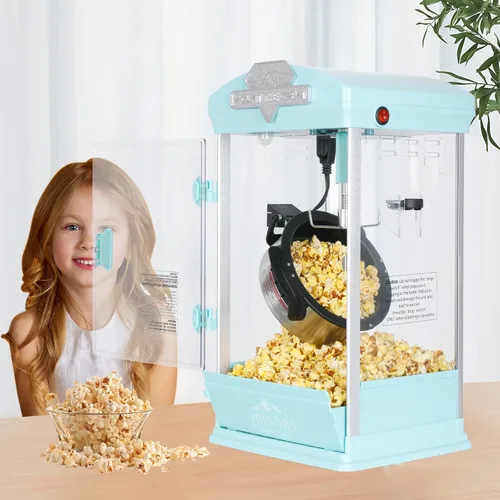 Portable Popcorn Maker Machine with 8 Ounce Kettle, Commercial Popcorn Popper with Measuring Spoon & Measuring Cup for Parties, Events, Home Theater
