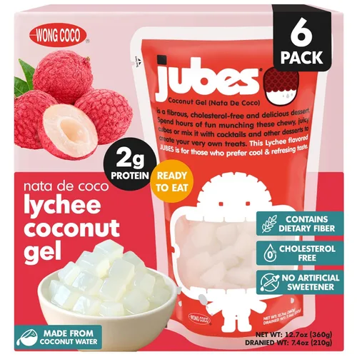 Vista 5 de Jubes Grape Nata De Coco Jelly Cubes 12.7 oz – Cubos de jalea de coco de uva para sagú – Gel de coco en ingredientes de jarabe para té de frutas