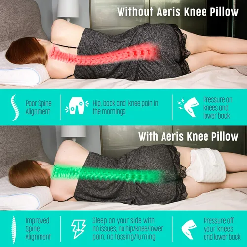 Vista 2 de Aeris almohada de rodilla Premium para máxima Ciática, articulaciones, alivia el dolor de cadera, fácil Maniobrar para dormir mejor, 100% Espuma