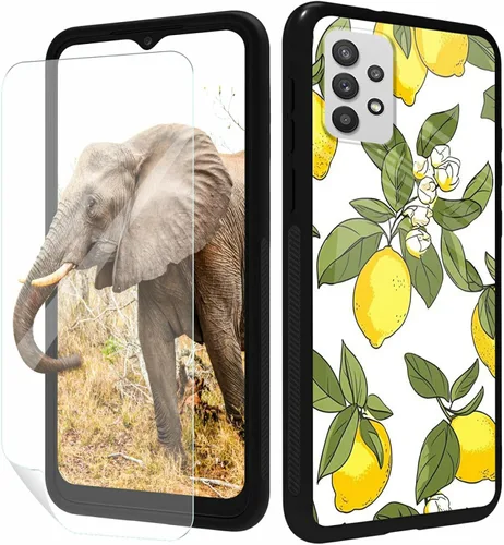 Vista 87 de for Samsung Galaxy A17 5G Phone Case 6.7" with Screen Protector Slim Tempered Glass Back Cover A Purple Cat Design Shockproof Protective Case for