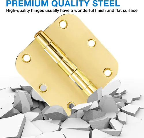 Vista 6 de Paquete de 3 bisagras de puerta negras mate de 3.5" x 3 1/2" bisagra de puerta redonda interior de 3 ½", radio de 5/8" acabado plano de hierro