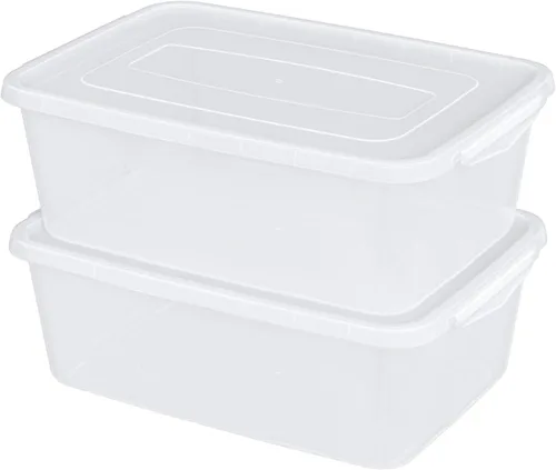 Vista 9 de Caja transparente de 6.5 cuartos de galón, contenedores de almacenamiento de plástico con tapas, juego de 4