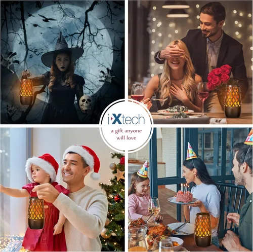 Vista 3 de IXTECH Altavoz Bluetooth para exteriores, impermeable, inalámbrico, con luz de llama LED, altavoz Bluetooth para ducha para camping, patio