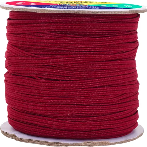 Vista 104 de Mandala Crafts Rollo de bandas elásticas beige de 0.472 in y 20 yardas para costura, 1/2 cordón elástico plano, correas elásticas trenzadas de 1 2