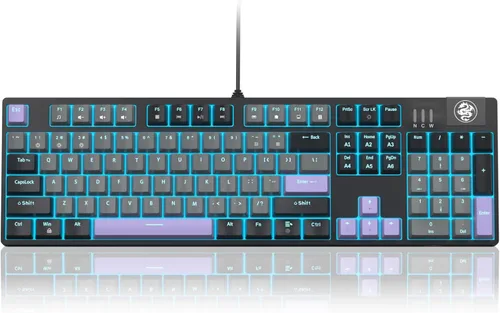 Vista 10 de MageGee - Teclado mecánico para juegos, nuevo teclado retroiluminado de 104 teclas con interruptores azules, teclado mecánico USB con cable