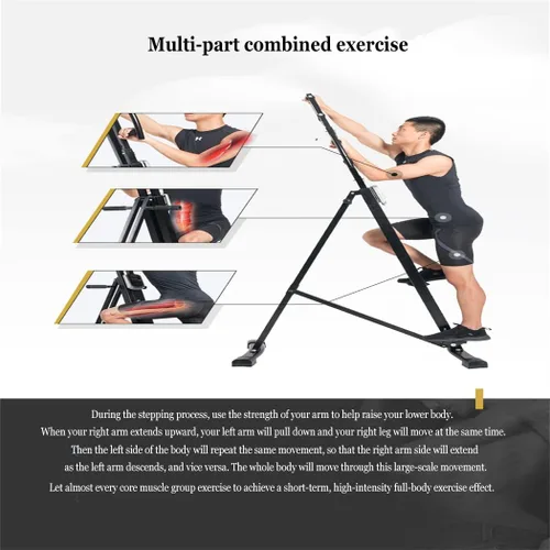 Vista 2 de GUOHAPPY Máquina de ejercicio escalador plegable para escalar, cardio, 300 libras, entrenamiento de cuerpo completo, escalera, máquinas de fitness
