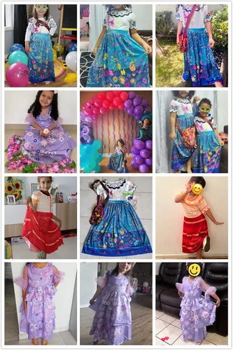 Vista 6 de LONEA Disfraz de Encanto para niñas, disfraz de Mirabel para niños, disfraz de princesa Isabella, disfraz de cosplay