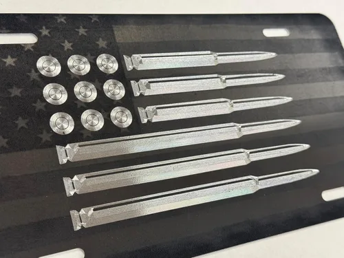 Vista 9 de Combo Laser & Diamond Etched - Placa de matrícula delantera con diseño de bandera de EE. UU