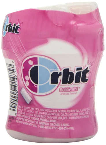 Vista 10 de Orbit Tazas de goma de burbujas, burbuja menta, botella de 55 piezas, 4-cuenta