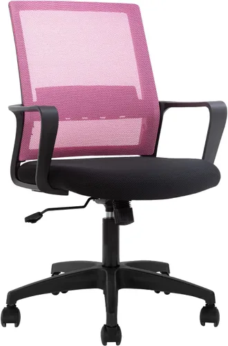 Vista 9 de Silla de oficina, silla ergonómica de escritorio de malla con respaldo medio, silla de malla giratoria de altura ajustable, silla de computadora
