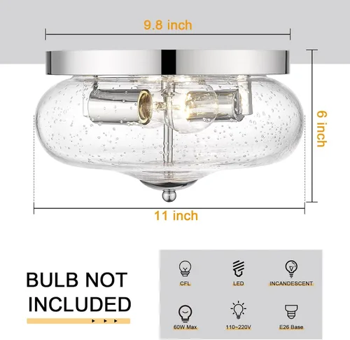 Vista 2 de Lámparas de techo Darkaway de montaje empotrado para interior y exterior con pantalla de vidrio semillado para pasillo, cocina, dormitorio, porche
