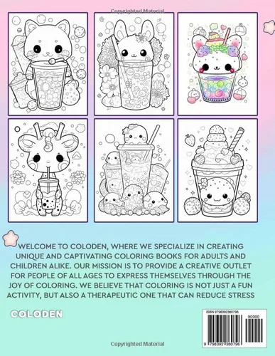 Vista 2 de Kawaii Bubble Tea Delight Coloring Book A Dreamy World of Bubble Tea Delights With Adorable Cute Illustrations For Stress Relief & Relaxation
