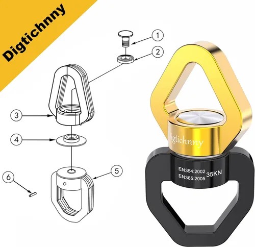 Vista 3 de Columpio giratorio resistente, dispositivo de rotación de seguridad de 35 KN, giratorio giratorio para columpio de cuerda de neumáticos, danza