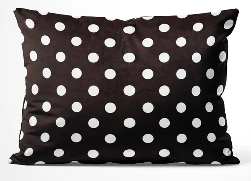 Funda de almohada rectangular de felpa con diseño de lunares blancos y negros, con cremallera, un lado, impreso, 12 x 16 pulgadas, funda de cojín