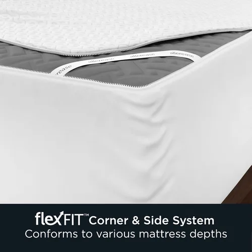 Vista 8 de AllerEase Platinum - Protector de colchón impermeable con cremallera de 360 grados, barrera de partículas, equilibrio de temperatura, lujosa parte