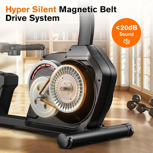 Vista 2 de pooboo - Bicicleta reclinada para ejercicios, bicicletas estáticas para el hogar con ejercitador de brazos, bicicleta reclinada magnética