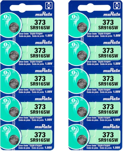 Vista 2 de Murata 373 SR916SW Batería 1.55V Celda de botón de reloj de óxido de plata - Sustituye a Sony 373 (2 baterías)