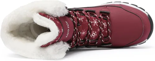 Vista 5 de COOJOY - Botas de nieve a media caña, peludas, e impermeables de mujer para el invierno