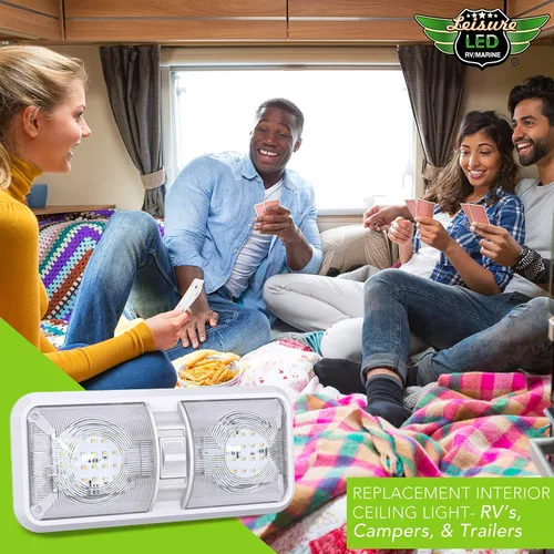 Vista 9 de Leisure LED - Aplique de luz LED para techo de RV con doble cúpula y interruptor de encendido/apagado para iluminación