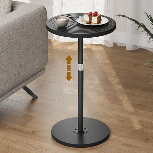 Vista 9 de Asgolion Mesa auxiliar redonda, mesa de bebidas de altura ajustable para espacios pequeños, mesa de Martini con pedestal, mesas de cóctel, base