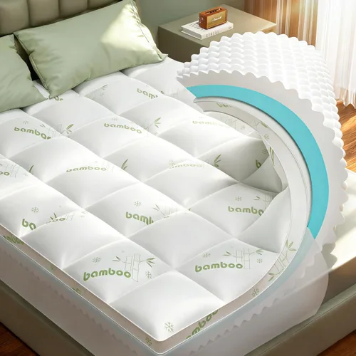 Vista 9 de Cubrecolchón tamaño Twin, cubrecolchón de espuma viscoelástica de 4.5 pulgadas para el dolor de espalda - espuma viscoelástica refrescante de 2.5