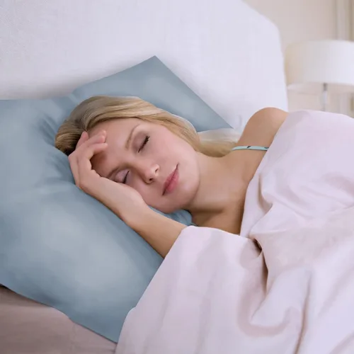 Vista 6 de Paquete de 2 fundas de almohada 100% seda de morera para cabello y piel, con cremallera oculta, ambas caras de seda natural de 22 momme, suave, Azul