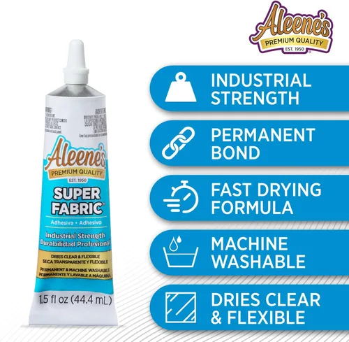 Vista 5 de Aleene's Adhesivo de tela superadhesiva, unión de platino, súper resistente, ultra flexible, permanente, UV e impermeable, 1 paquete, 1.5 onzas