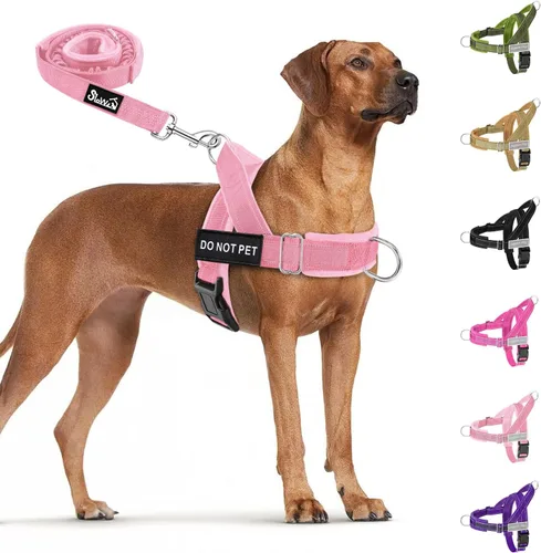 Vista 15 de SlowTon Arnés sin tirones para perro, juego de arnés y correa resistente para perros medianos y grandes, arnés táctico reflectante con acolchado
