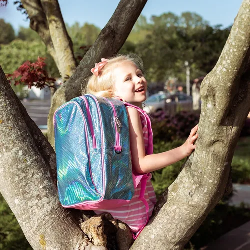 Vista 5 de Wildkin Paquete de mochila para niños de 15 pulgadas con bolsa de almuerzo (escamas de sirena)