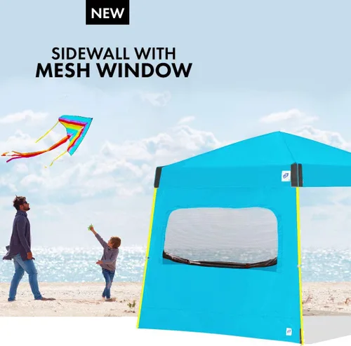 Vista 7 de E-Z UP Pared lateral individual con ventana mosquitera, se adapta a patas en ángulo de 10 pies, accesorio de clip de braguero, punzón