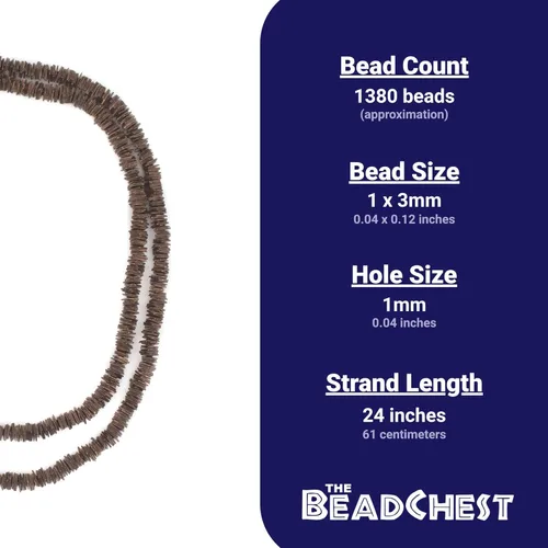 Vista 4 de TheBeadChest - Cuentas Heishi de disco cuadrado de cobre (0.118 in)