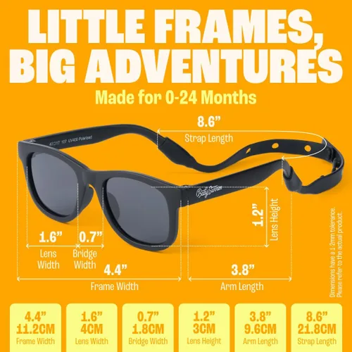 Vista 2 de Gafas de sol polarizadas para bebé con correa, lentes de sol flexibles irrompibles para bebés recién nacidos de 0 a 24 meses
