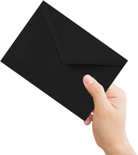 LUXPaper Lee Bar - Sobres de invitación baronial A7 | Solapa puntiaguda | 5 1/4 pulgadas x 7 1/4 pulgadas | Negro medianoche | Texto de 80 libras |