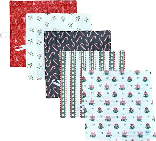 Vista 4 de Paños de cocina con tejido de gofre, paquete de 5, altamente absorbentes, de secado rápido, paño de limpieza de microfibra suave de alta calidad, 12