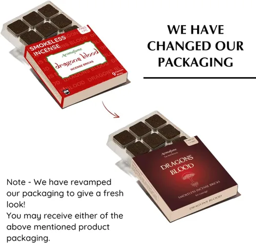 Vista 2 de Aromafume Ladrillos de incienso de sangre de dragones (3 bandejas x 9 piezas cada una) Ideal para generación de vibraciones positivas, limpieza