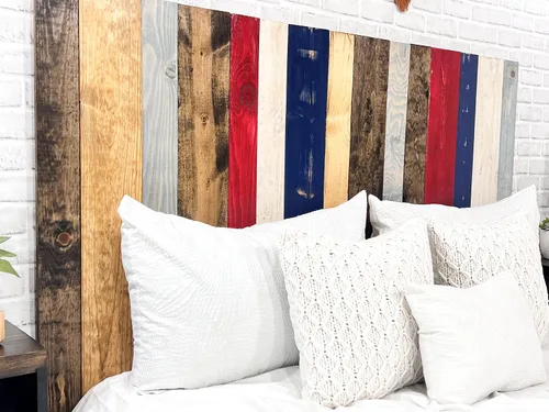 Vista 127 de Diseño mixto: cabecero hecho a mano. Se monta en pared: Fácil instalación:, Madera, Mezcla de todo terreno.