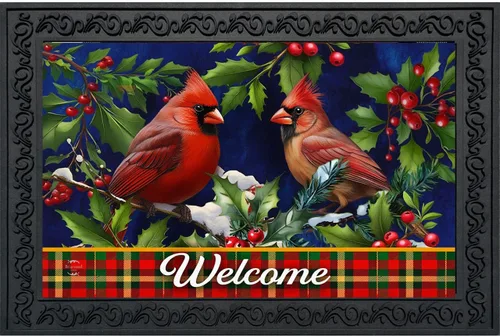Vista 7 de Briarwood Lane - Felpudo de pájaros del invierno con cardenales