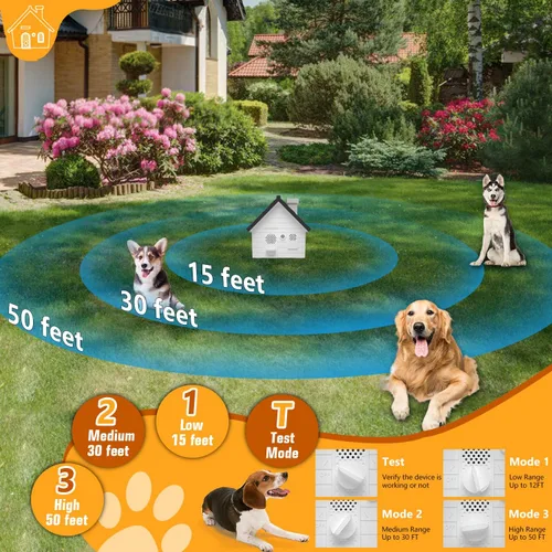 Vista 3 de JIIANERY Dispositivo antiladridos, dispositivos de control de ladridos de perros con detección automática, caja de ladridos ultrasónica de 4