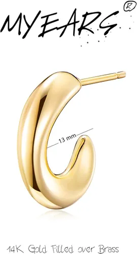 Vista 4 de MYEARS - Arracadas para mujer, con forma de C abierta, con relleno de oro de 14 quilates, joyería pequeña, sencilla, hecha a mano e hipoalergénica
