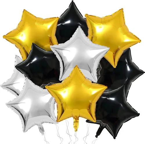 Vista 26 de Globos de papel de aluminio con forma de estrella de arena beige, marrón y blanco, 10 globos de Mylar en forma de estrellas de 18 pulgadas