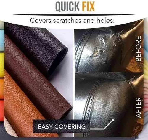 Vista 3 de Parche de reparación de cuero, cinta de reparación de cuero autoadhesiva grande, parches de cuero para muebles, sillas, asientos de automóvil
