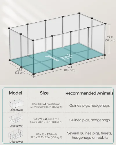 Vista 8 de SONGMICS 20 paneles de corralito para mascotas con suelo, corralito de animales pequeños, cerca para mascotas en interiores, recinto de plástico DIY