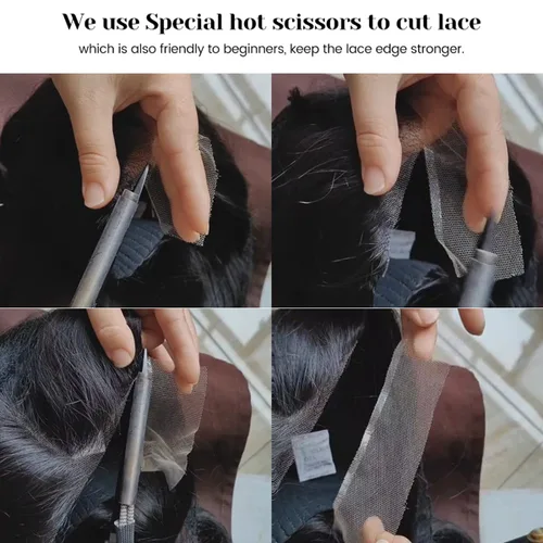 Vista 6 de Peluca de cabello humano ISEE, peluca con encaje frontal 4x6, onda del cuerpo, sin pegamento, mediana, encaje frontal transparente, 100% virgen, 22