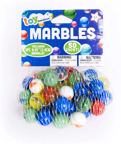 Sunny Days Entertainment TOYMENDOUS 50 Piece Marbles - Colorful Glass Marble for Kids Games | 49 Player Marbles and 1 Shooter